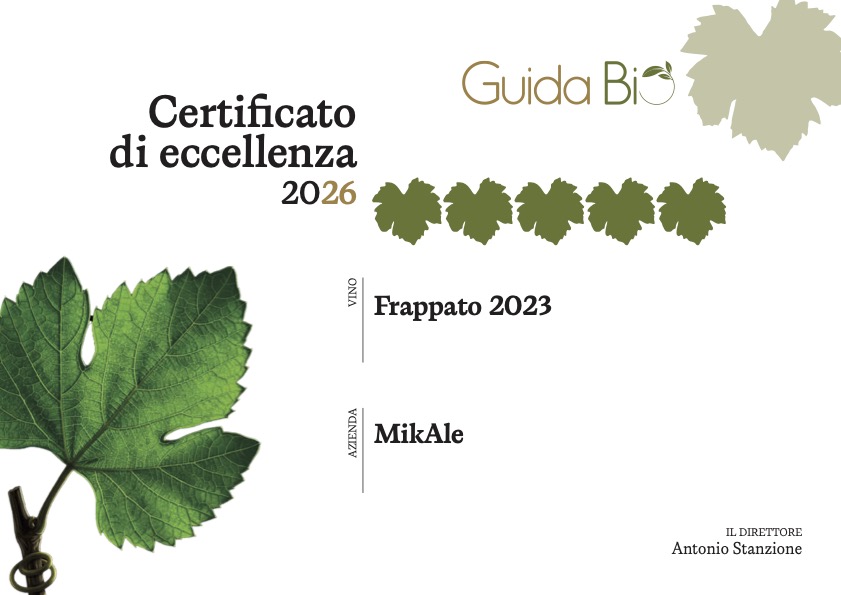 certificato di Eccellenza Guida Bio 2026 Frappato DOC Mikale annata 2023